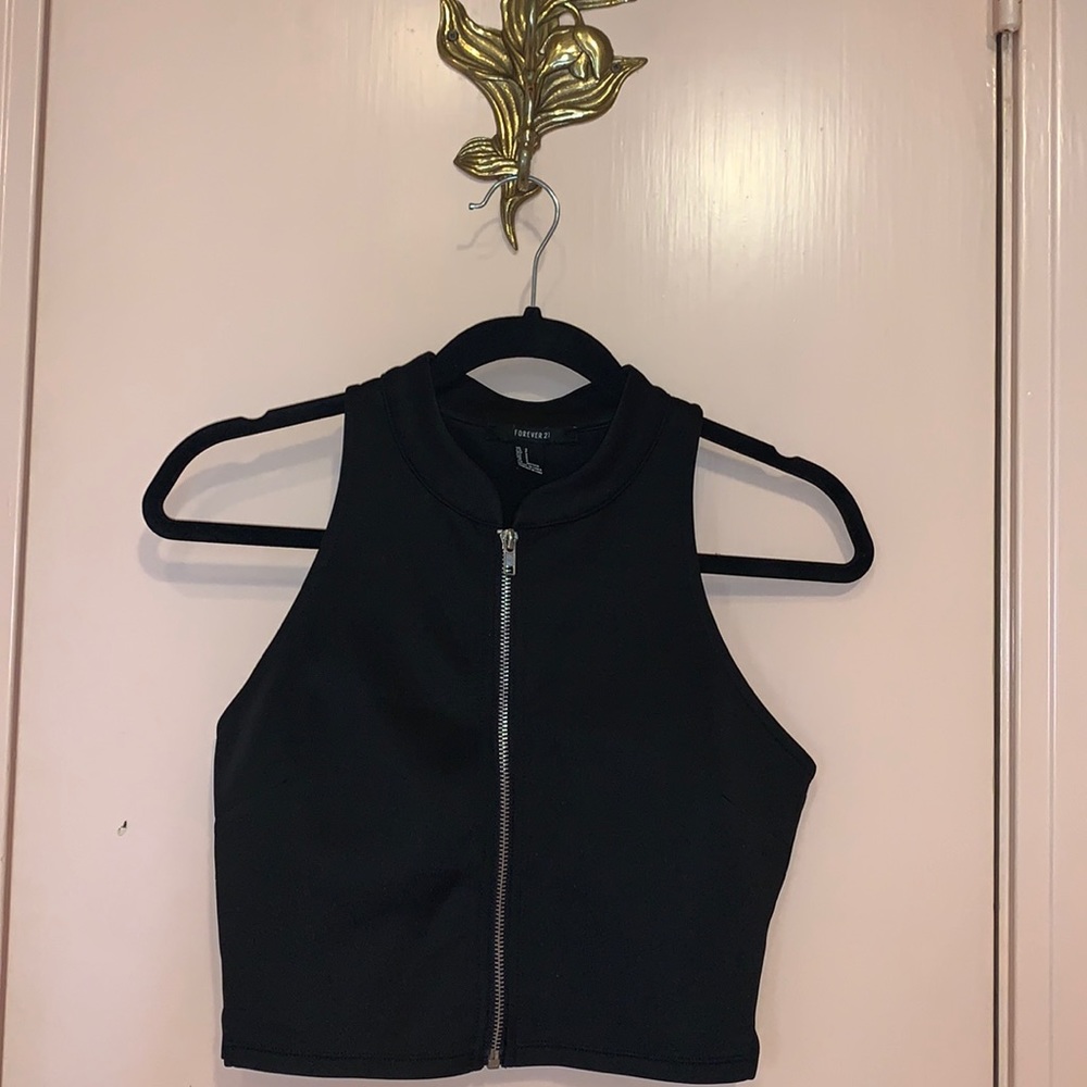 Forever 21 Black zipper crop top